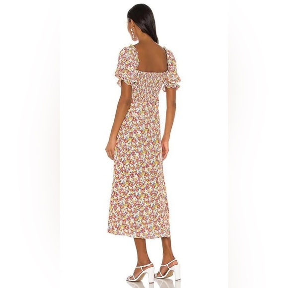 Faithfull the Brand X Lennox Midi Ditzy Floral White Red Yellow Dress Size Small - Picture 2 of 14